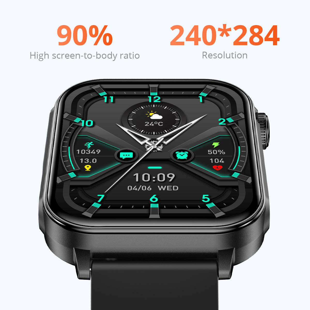 Smartwatch with a detailed display on a white background